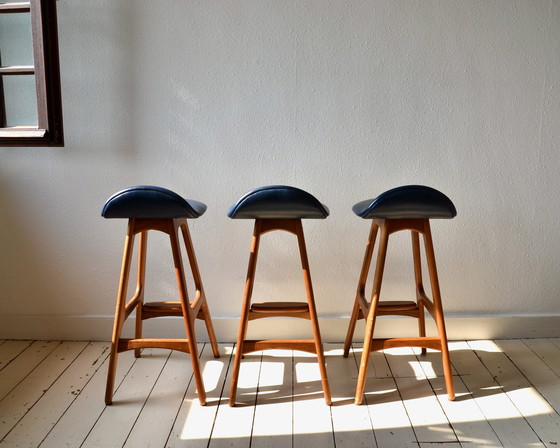 Image 1 of 3X Erik Buch Model 61 Teak Bar Stools