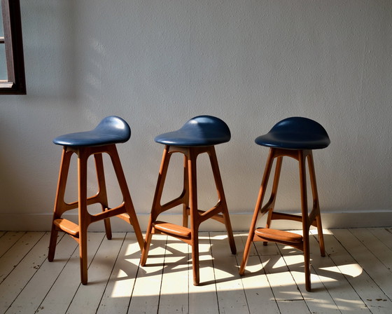 Image 1 of 3X Erik Buch Model 61 Teak Bar Stools