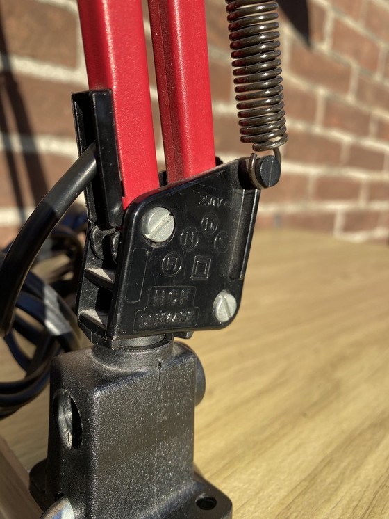 Image 1 of Rare Vintage Red Hcf Denmark Architect Lamp