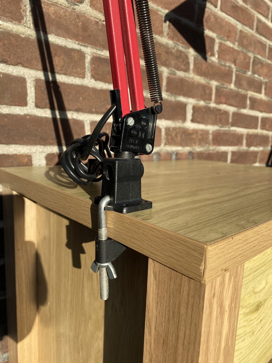 Image 1 of Rare Vintage Red Hcf Denmark Architect Lamp