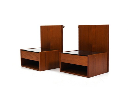 Teak Hanging Bedside Tables by Hans Wegner for Getama, 1960s, Set of 2