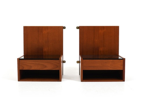 Teak Hanging Bedside Tables by Hans Wegner for Getama, 1960s, Set of 2