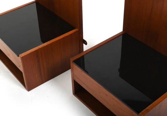 Image 1 of Teak Hanging Bedside Tables by Hans Wegner for Getama, 1960s, Set of 2