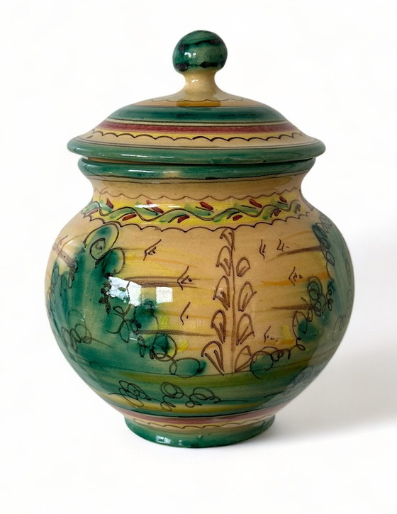 Image 1 of Toledo Spain P. Arzobispo Ceramic Hand Painted Pot