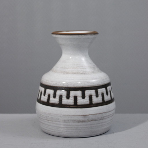 Emile Masson À Vallauris - Vase With Geometric Frieze Design France 1950S