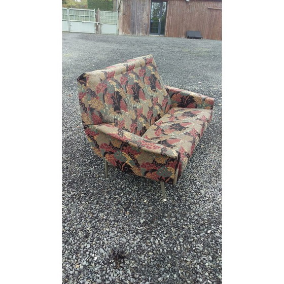 Image 1 of Vintage french sofa by Besnard in multicolor floral fabric 1950