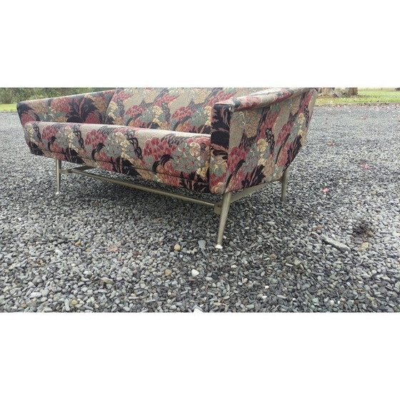 Image 1 of Vintage french sofa by Besnard in multicolor floral fabric 1950