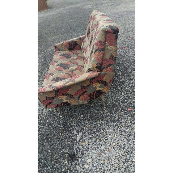 Image 1 of Vintage french sofa by Besnard in multicolor floral fabric 1950