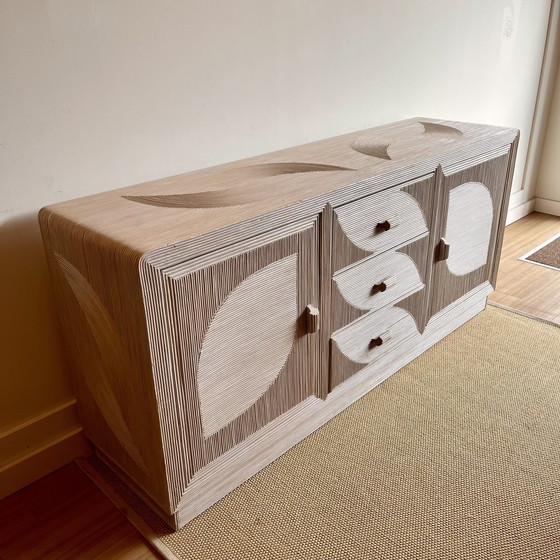 Image 1 of Italian Design Rattan Sideboard Dresser Mid - Century Vintage