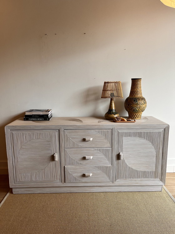 Image 1 of Italian Design Rattan Sideboard Dresser Mid - Century Vintage