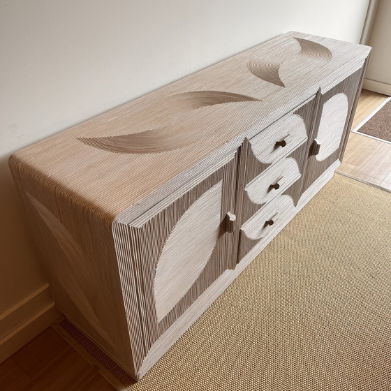 Image 1 of Italian Design Rattan Sideboard Dresser Mid - Century Vintage
