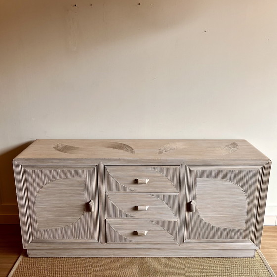 Image 1 of Italian Design Rattan Sideboard Dresser Mid - Century Vintage