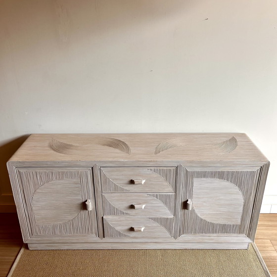 Image 1 of Italian Design Rattan Sideboard Dresser Mid - Century Vintage