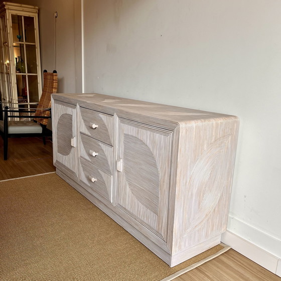 Image 1 of Italian Design Rattan Sideboard Dresser Mid - Century Vintage