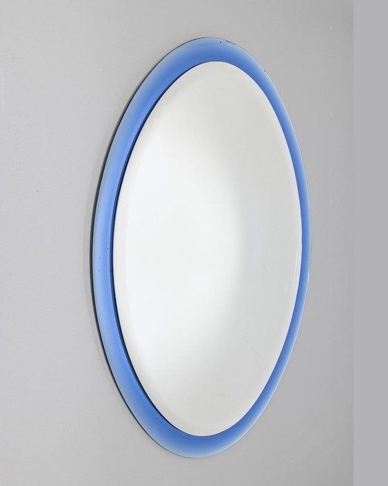 Image 1 of Specchio vintage anni '70 in cristallo blu design A.Lupi per Cristal Luxor di Antonio Lupi, anni '70
