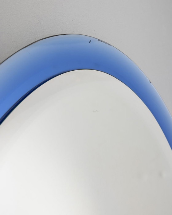 Image 1 of Specchio vintage anni '70 in cristallo blu design A.Lupi per Cristal Luxor di Antonio Lupi, anni '70
