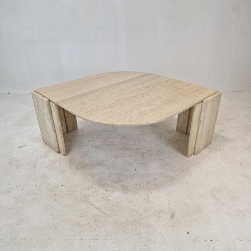 Vintage travertine coffee table, Italy 1980s