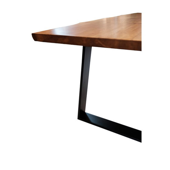 Image 1 of Vintage Plank table in oakwood and black metal frame