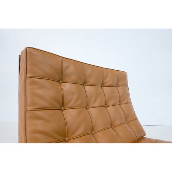 Image 1 of Pair of vintage cognac leather Barcelona armchairs by Mies Van Der Rohe for Knoll, 1990s