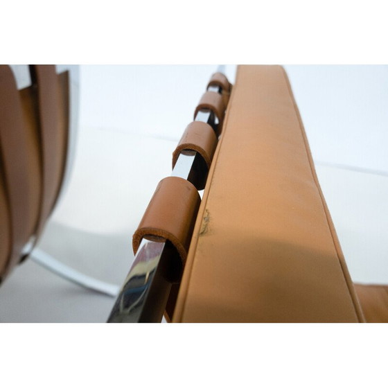 Image 1 of Pair of vintage cognac leather Barcelona armchairs by Mies Van Der Rohe for Knoll, 1990s