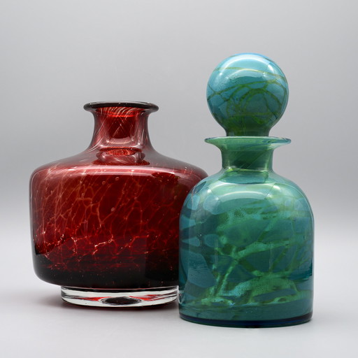 Design Art glass Vase Duo Hand-blown Boho 