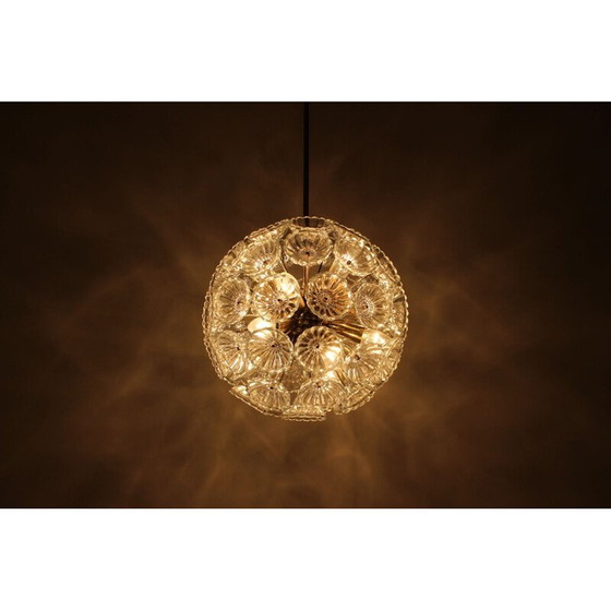 Image 1 of Lampadario vintage in ottone di Kamenický Šenov per Preciosa, Cecoslovacchia 1970