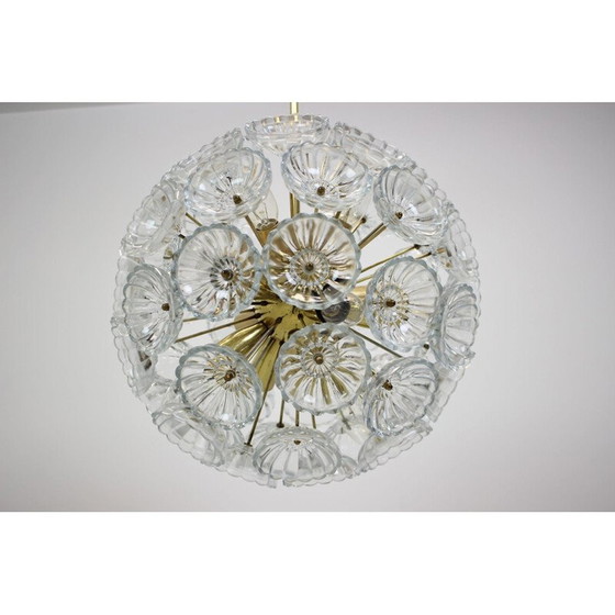 Image 1 of Lampadario vintage in ottone di Kamenický Šenov per Preciosa, Cecoslovacchia 1970