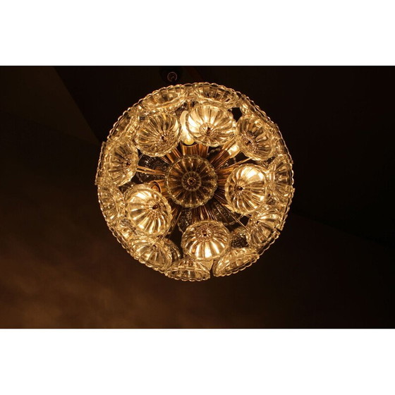 Image 1 of Lampadario vintage in ottone di Kamenický Šenov per Preciosa, Cecoslovacchia 1970