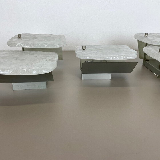 Image 1 of Set of 3 vintage ice glass wall lamps by J.T. Kalmar for Kalmar Franken Kg, Austria 1960s