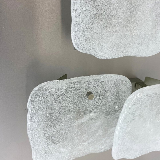 Image 1 of Set of 3 vintage ice glass wall lamps by J.T. Kalmar for Kalmar Franken Kg, Austria 1960s