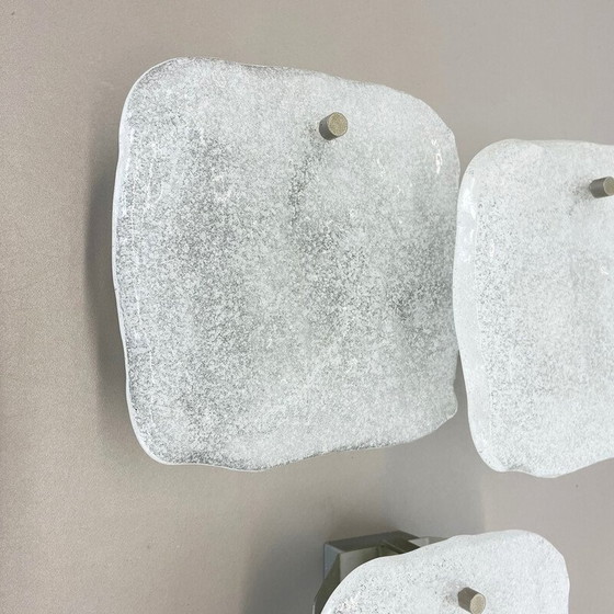 Image 1 of Set of 3 vintage ice glass wall lamps by J.T. Kalmar for Kalmar Franken Kg, Austria 1960s
