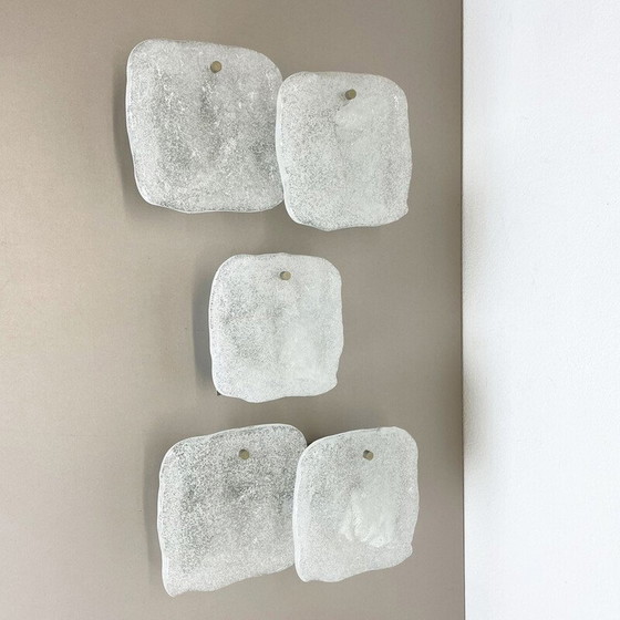 Image 1 of Set of 3 vintage ice glass wall lamps by J.T. Kalmar for Kalmar Franken Kg, Austria 1960s