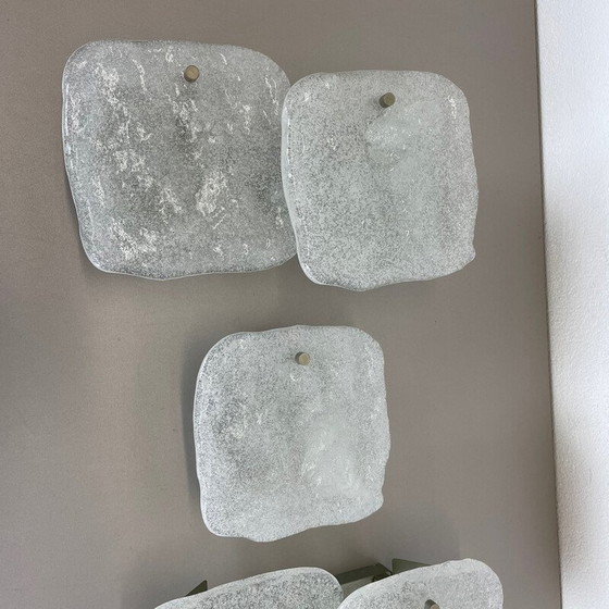 Image 1 of Set of 3 vintage ice glass wall lamps by J.T. Kalmar for Kalmar Franken Kg, Austria 1960s