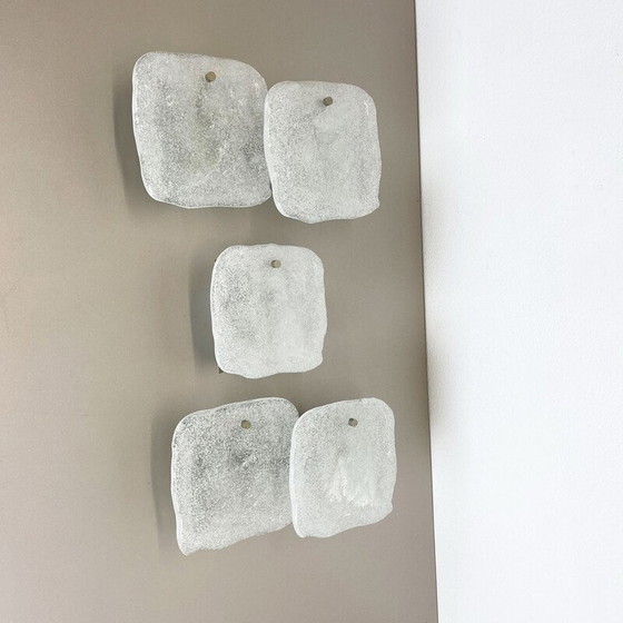Image 1 of Set of 3 vintage ice glass wall lamps by J.T. Kalmar for Kalmar Franken Kg, Austria 1960s