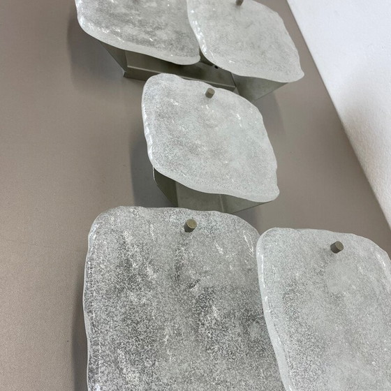 Image 1 of Set of 3 vintage ice glass wall lamps by J.T. Kalmar for Kalmar Franken Kg, Austria 1960s