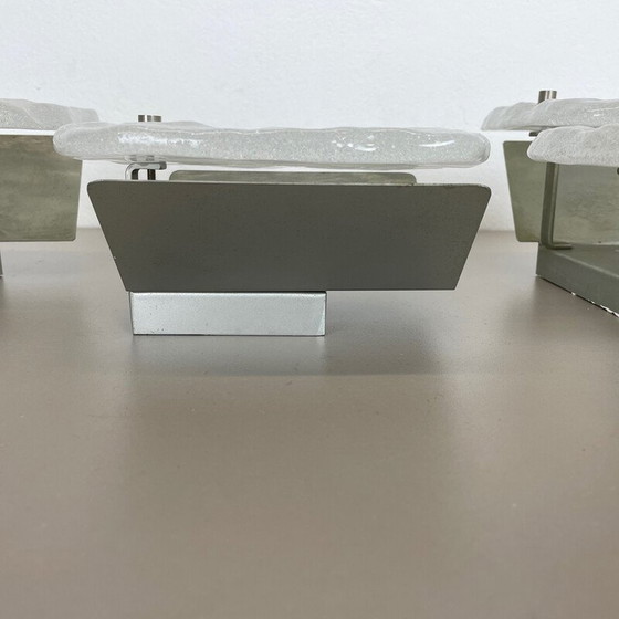 Image 1 of Set of 3 vintage ice glass wall lamps by J.T. Kalmar for Kalmar Franken Kg, Austria 1960s