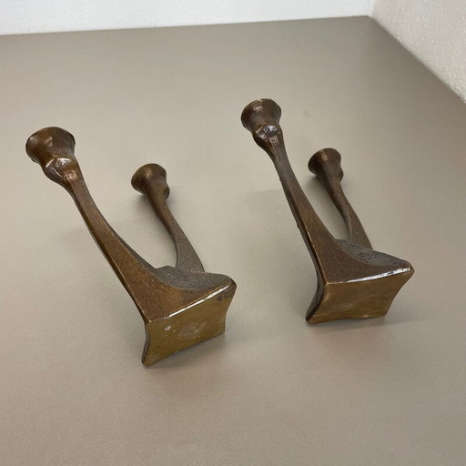 Pair of vintage bronze candlesticks by Michael Harjes, Germany 1960s