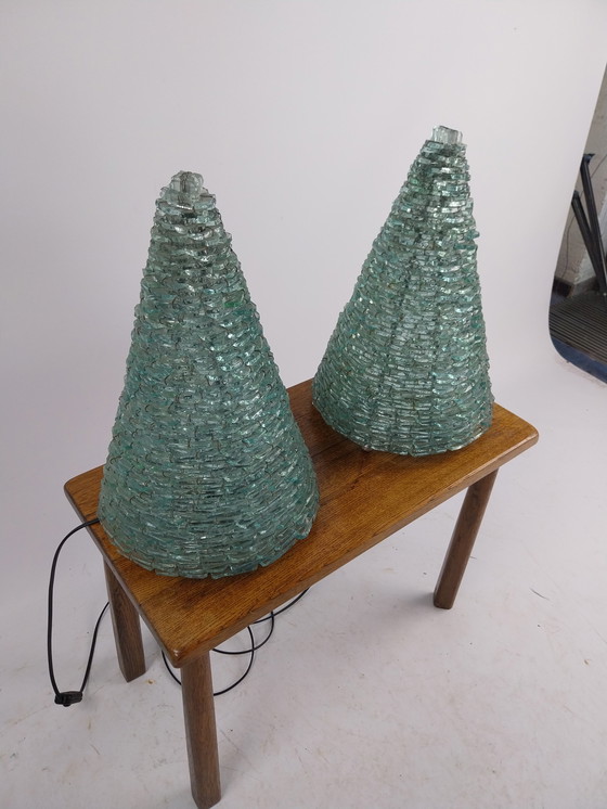 Image 1 of Set of 2 glass cones table lamps 1970s 