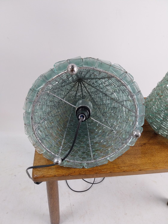 Image 1 of Set of 2 glass cones table lamps 1970s 