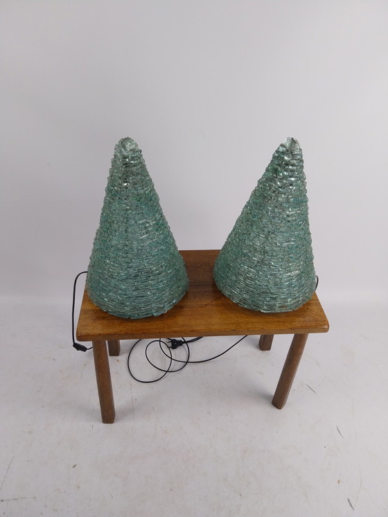 Image 1 of Set of 2 glass cones table lamps 1970s 