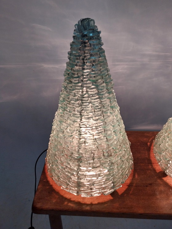 Image 1 of Set of 2 glass cones table lamps 1970s 