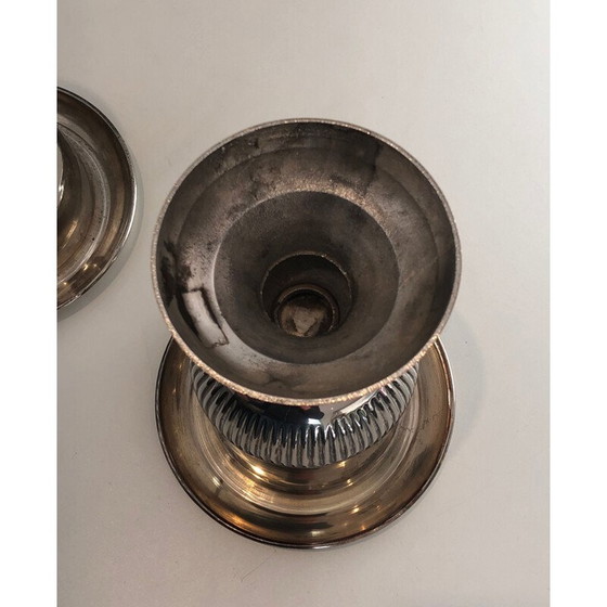 Image 1 of Coppia di secchielli per champagne vintage placcati in argento, Francia 1940