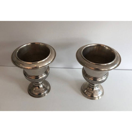 Image 1 of Coppia di secchielli per champagne vintage placcati in argento, Francia 1940