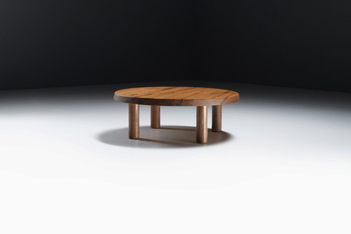 Splendido tavolino da caffè vintage T02M in legno di olmo di Pierre Chapo - Francia