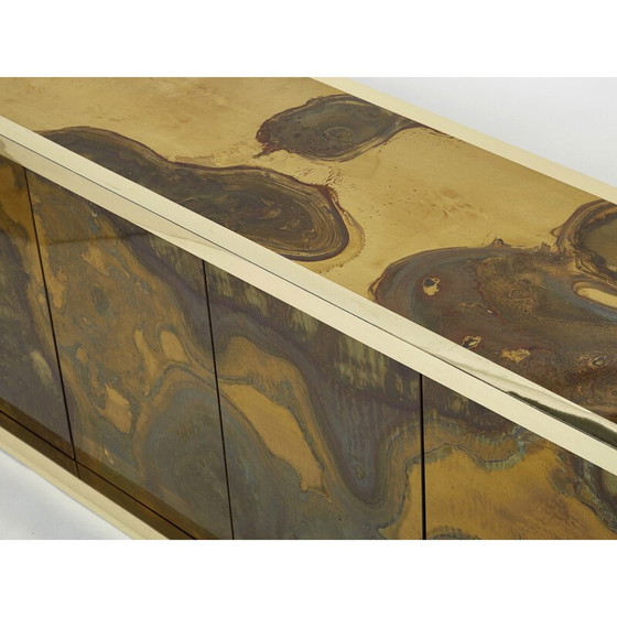 Image 1 of Vintage oxidized brass sideboard by Isabelle and Richard Faure for Maison Honoré, 1970