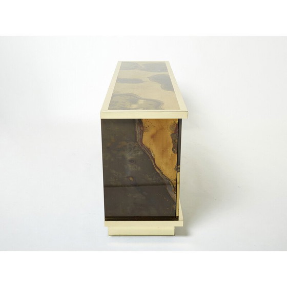 Image 1 of Vintage oxidized brass sideboard by Isabelle and Richard Faure for Maison Honoré, 1970