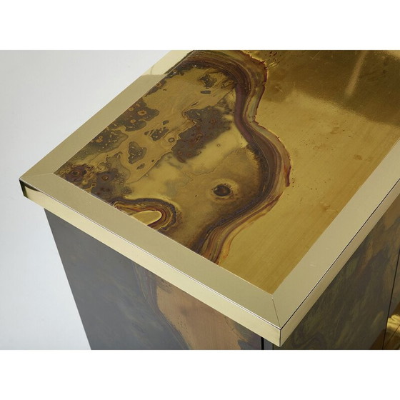 Image 1 of Vintage oxidized brass sideboard by Isabelle and Richard Faure for Maison Honoré, 1970