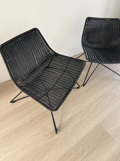 2x Woood Rattan Chairs