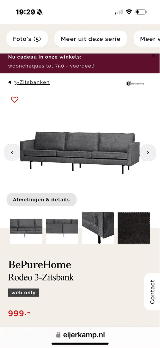 Image 1 of BePure Rodeo 3-seater sofa