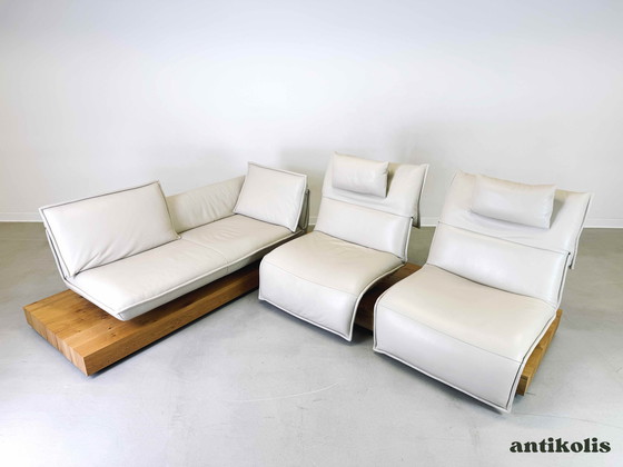 Image 1 of Corner sofa Koinor Free Motion Edit 3 Leather Couch Beamed Oak